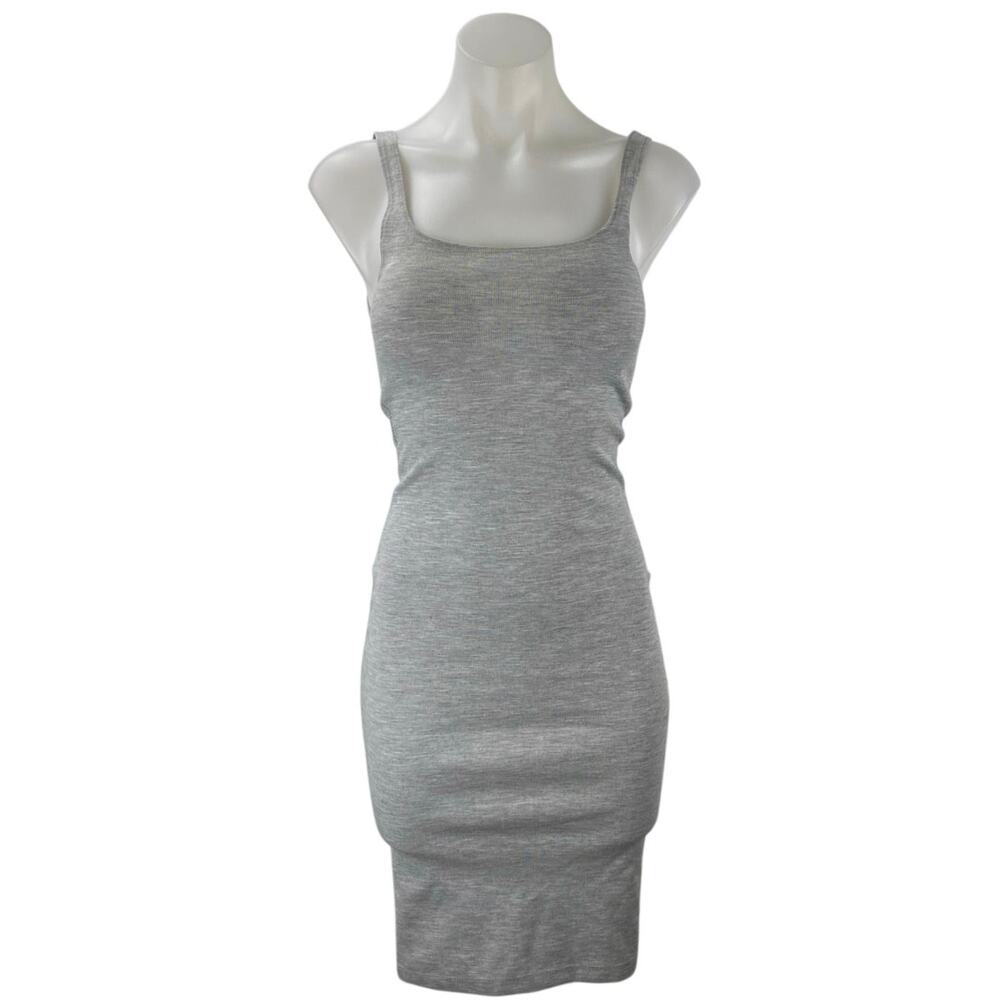 Zara Trafaluc Gray Sleeveless Square Neck Slit Bodycon Midi Tank Dress Size S